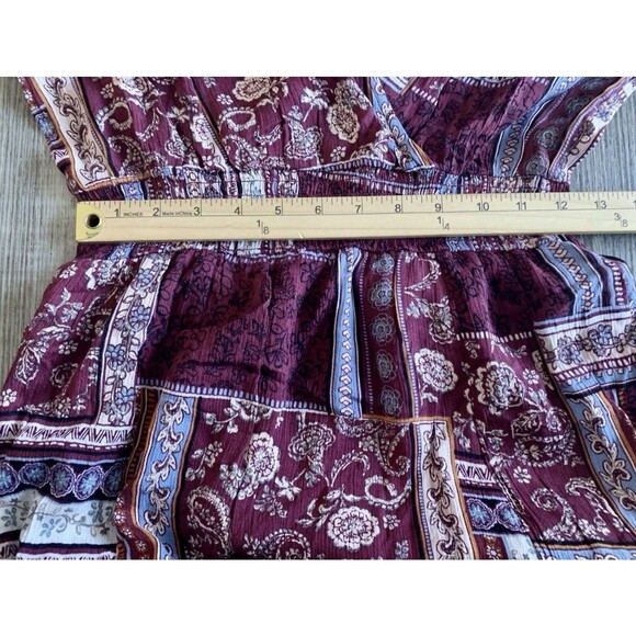 American Rag Windsor Wine Cinched Waist Patchwork High Low Maxi Dress Small - Picture 7 of 8